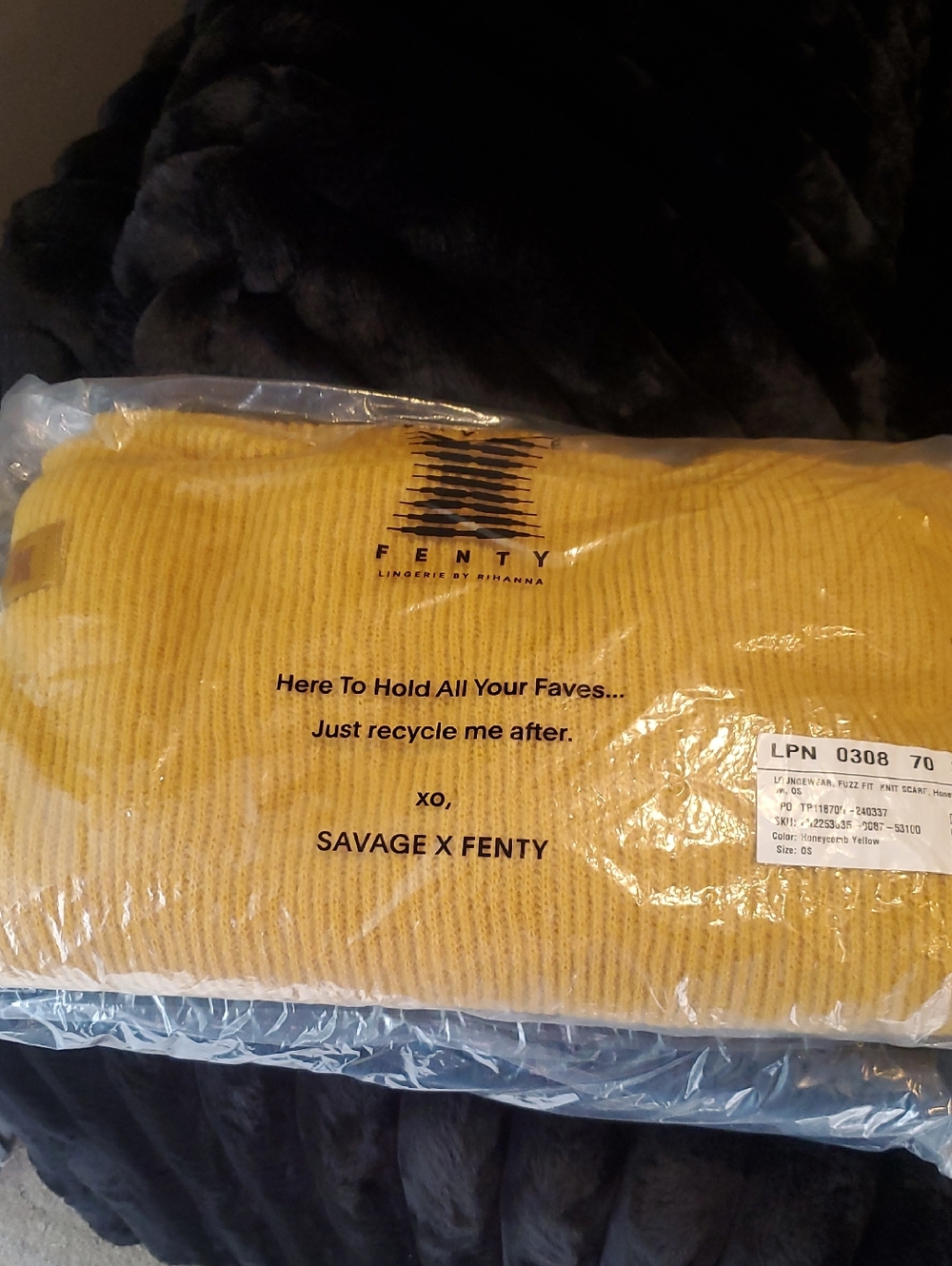 Savage X Fenty Ribbed Knit Oversized Scarf in Honey Yellow